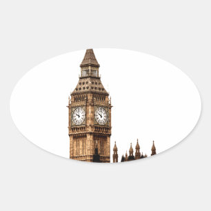 Sepia Big Ben Tower Ovale Sticker