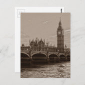 Sepia Big Ben Tower Palace van Westminster Briefkaart (Voorkant / Achterkant)