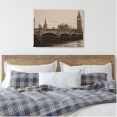 Sepia Big Ben Tower Palace van Westminster Canvas Afdruk (Insitu (Slaapkamer))