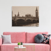 Sepia Big Ben Tower Palace van Westminster Canvas Afdruk (Insitu (Woonkamer))