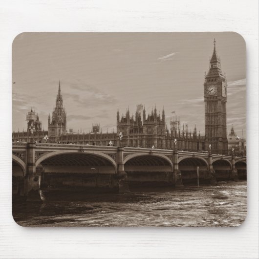 Sepia Big Ben Tower Palace van Westminster Muismat (Voorkant)