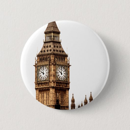 Sepia Big Ben Tower Ronde Button 5,7 Cm (Voorkant)