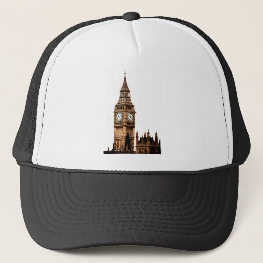 Sepia Big Ben Tower Trucker Pet (Voorkant)