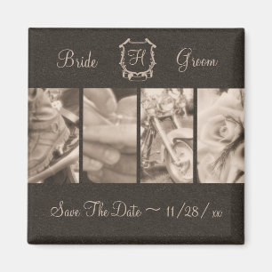Sepia Biker Wedding Photos Save the Date Magnet Magneet