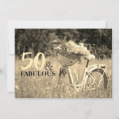  Sepia Birthday 50 en Fabulous Bicycle Kaart (Voorkant)