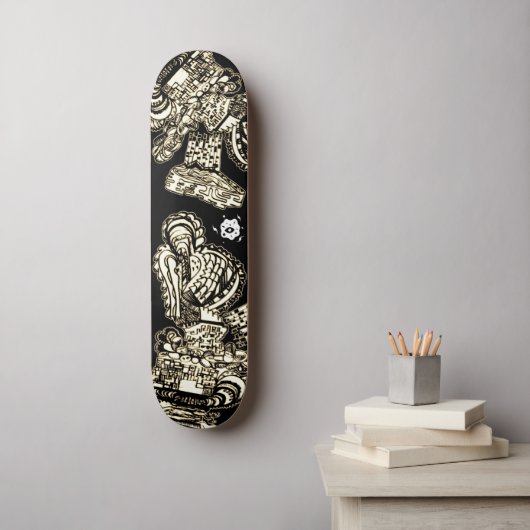 Sepia Black Cool Skateboard (Muurkunst)