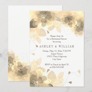 Sepia bloemen florale herfst bruiloft diner kaart