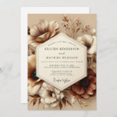 Sepia Bloom Autumn Romance Wedding Kaart (Voorkant / Achterkant)
