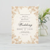 Sepia Blossom Romantic Wedding Kaart (Staand voorkant)