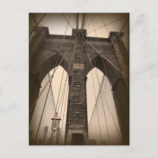 Sepia Brooklyn Bridge Briefkaart (Voorkant)