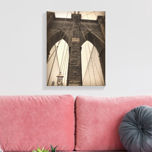 Sepia Brooklyn Bridge Canvas Afdruk (Insitu (Woonkamer))