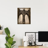  Sepia Brooklyn Bridge Poster (Thuiskantoor)