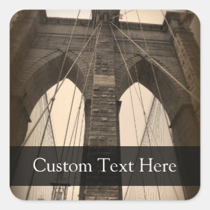  Sepia Brooklyn Bridge Vierkante Sticker