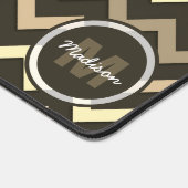 Sepia brown Chevron Cool rétro motif Monogramme (Coin)
