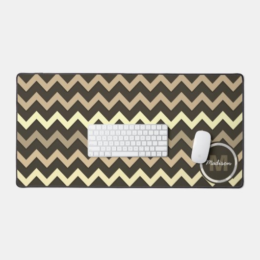 Sepia brown Chevron Cool rétro motif Monogramme (Clavier et souris)