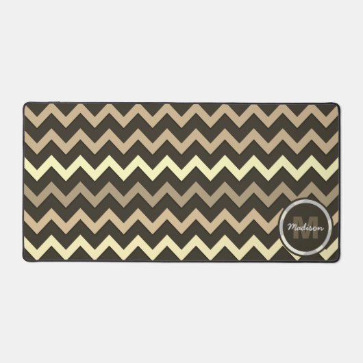 Sepia brown Chevron Cool rétro motif Monogramme (Recto)