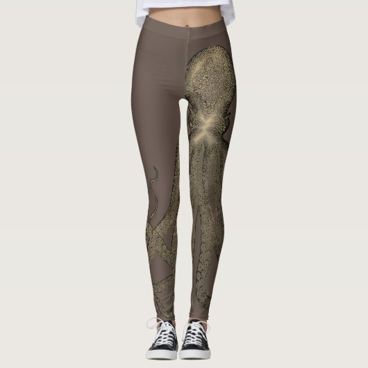 Sepia Brown  Octopus Leggings (Voorkant)
