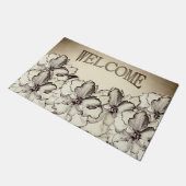 Sepia Brown Orchid Garden Sketch Deurmat (Schuin)