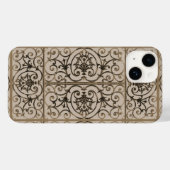 Sepia brown scrollwork patroon Case-Mate iPhone case (Achterkant (horizontaal))
