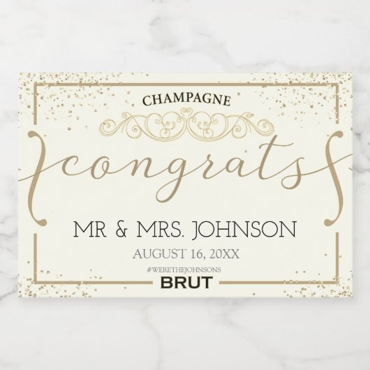 Sepia Bruiloft Mousserende Wijn Label Sparkling Wijnetiket (Enkel label)