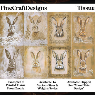 Sepia Bunny Artwork, Easter Crafts EV3L Decoupage Tissuepapier