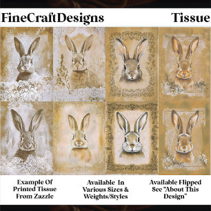 Sepia Bunny Kunstwerk, Pasen Ambacht EV3L Decoupag Tissuepapier