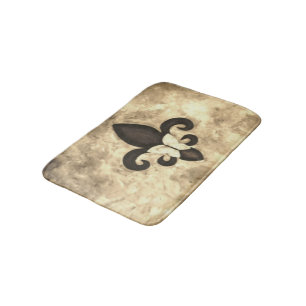 Sepia Butterfleur   Tan Butterfly op Fleur de Lis Badmat