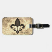 Sepia Butterfleur | Tan Butterfly op Fleur de Lis Bagagelabel (Voorkant horizontaal)
