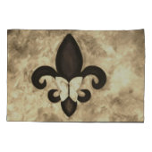 Sepia Butterfleur | Tan Butterfly op Fleur de Lis Kussensloop (Achterkant-Links)