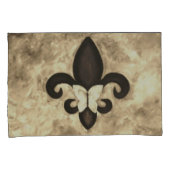 Sepia Butterfleur | Tan Butterfly op Fleur de Lis Kussensloop (Voorkant-Rechts)