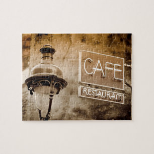 Sepia cafe bord, Parijs, Frankrijk Legpuzzel