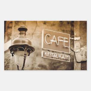 Sepia cafe bord, Parijs, Frankrijk Rechthoekige Sticker