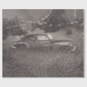  Sepia Car Antiek Oude Rustige Kunstontbinding Cadeaupapier (Vlak)