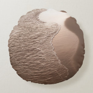 Sepia Caribische Kustlijn Golven 1 Rond Kussen
