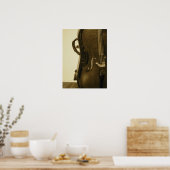 Sepia Cello, verticale afdruk Poster (Keuken)