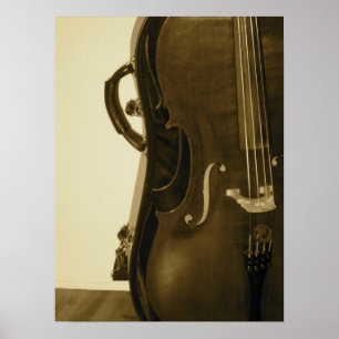 Sepia Cello, verticale afdruk Poster