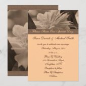 Sepia Clematis Flower Wedding Invitation Kaart (Voorkant / Achterkant)