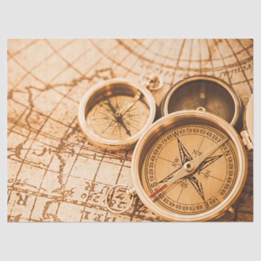 Sepia Compass Map ontkoppeling van ontkoppeling Tissuepapier (Voorkant)