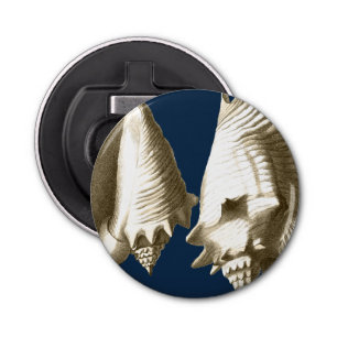 Sepia Conch Seashells Button Flesopener