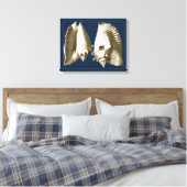 Sepia Conch Seashells Canvas Afdruk (Insitu (Slaapkamer))