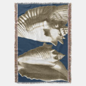 Sepia Conch Seashells Deken (Voorkant Verticaal)