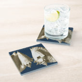 Sepia Conch Seashells Glazen Onderzetter (Schuin)