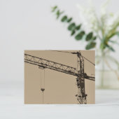 Sepia Construction Crane Briefkaart (Staand voorkant)