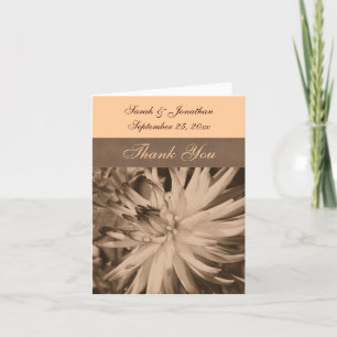 Sepia Dahlia Bloemen Huwelijk Bedankkaart