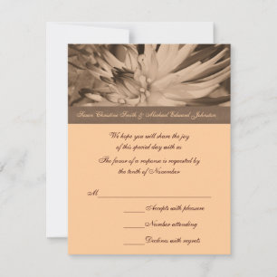 Sepia Dahlia Flower Wedding Response RSVP Card Kaartje