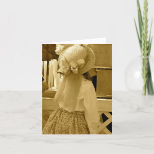 Sépia de petite fille de carte pour notes
