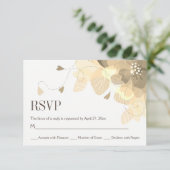 Sepia delicate herfst bloemen bloemenbruiloft RSVP (Staand voorkant)