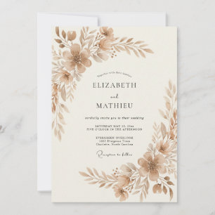 Sepia Delicate Vintage Bruiloft Kaart