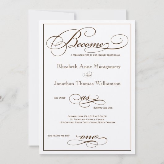 Sepia Devenir un Faire-part de mariage de script u (Devant)