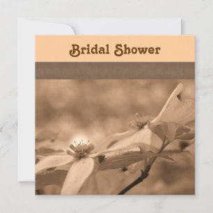 Sepia Dogwood Flowers Bridal Shower Invitation Kaart